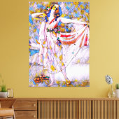 流れるドレスを着たステンドグラスのダンサー キャンバスプリント (インサイチュ (リビング))