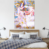 流れるドレスを着たステンドグラスのダンサー キャンバスプリント (インサイチュ (寝室))