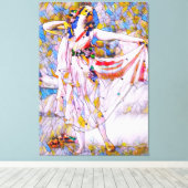 流れるドレスを着たステンドグラスのダンサー キャンバスプリント (インサイチュ (ウッドフロア))