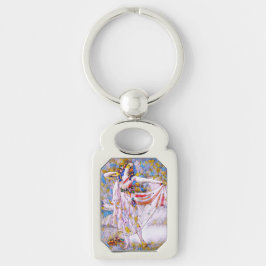 流れるドレスを着たステンドグラスのダンサー キーホルダー