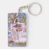 流れるドレスを着たステンドグラスのダンサー キーホルダー (裏面)