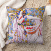 流れるドレスを着たステンドグラスのダンサー クッション (ブランケット)