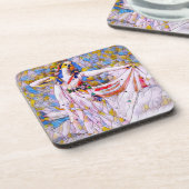 流れるドレスを着たステンドグラスのダンサー コースター (左側)