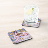 流れるドレスを着たステンドグラスのダンサー コースター (右側)