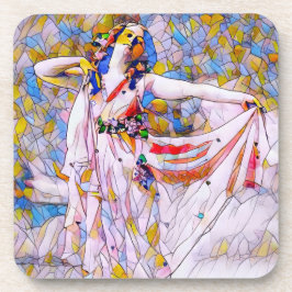 流れるドレスを着たステンドグラスのダンサー コースター