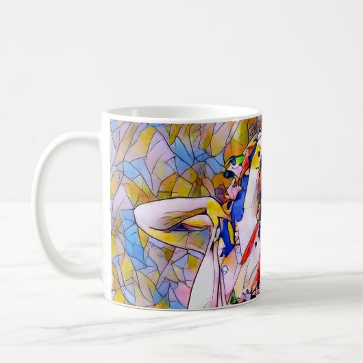 流れるドレスを着たステンドグラスのダンサー コーヒーマグカップ (左)