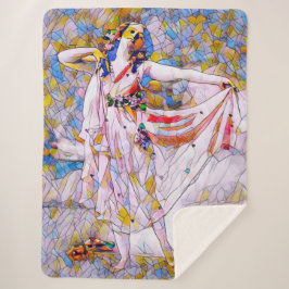 流れるドレスを着たステンドグラスのダンサー シェルパブランケット