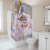 流れるドレスを着たステンドグラスのダンサー シャワーカーテン (インサイチュ)