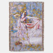 流れるドレスを着たステンドグラスのダンサー スローブランケット (正面縦)