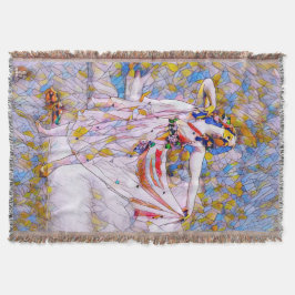流れるドレスを着たステンドグラスのダンサー スローブランケット
