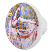 流れるドレスを着たステンドグラスのダンサー セラミックノブ (右)