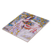 流れるドレスを着たステンドグラスのダンサー タイル (側面)