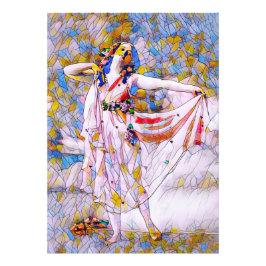 流れるドレスを着たステンドグラスのダンサー フォトプリント