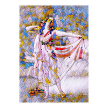 流れるドレスを着たステンドグラスのダンサー