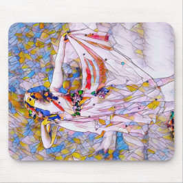 流れるドレスを着たステンドグラスのダンサー マウスパッド