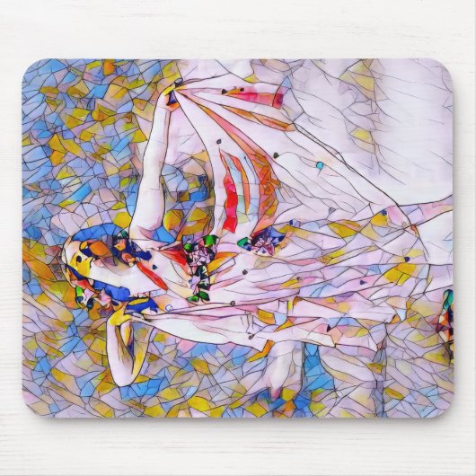 流れるドレスを着たステンドグラスのダンサー マウスパッド (正面)