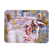 流れるドレスを着たステンドグラスのダンサー マグネット (横)