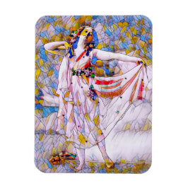 流れるドレスを着たステンドグラスのダンサー マグネット