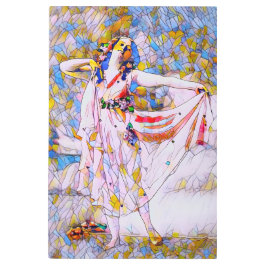 流れるドレスを着たステンドグラスのダンサー メタルプリント