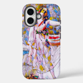 流れるドレスを着たステンドグラスのダンサー iPhone 16ケース