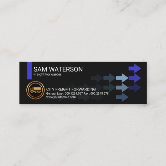 流れるビジネス矢印貨物運送業者 スキニー名刺 (正面)