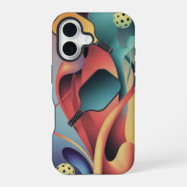 流れるピックルボールコートのエネルギーをデザインしたアートフォンケース iPhone 16ケース