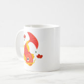 流れるフィンと赤い花付き金魚コーヒー コーヒーマグカップ (正面左)