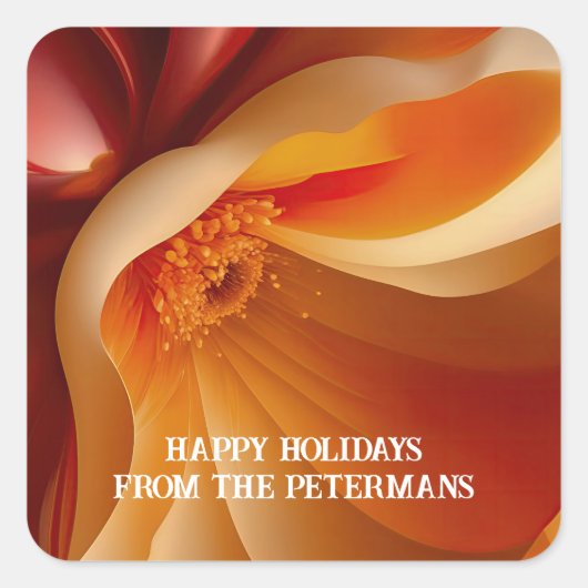 流れるフローラ（赤） スクエアシール (正面)