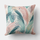 流れるブラシストロークと金ゴールドドットの抽象芸術パターン クッション (裏面)