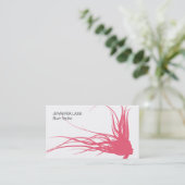 流れるヘア(赤面ピンク) 名刺 (スタンド正面)