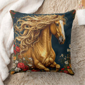 流れるマネのある金馬 クッション (ブランケット)