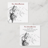 流れるマネ馬術馬のスケッチ スクエア名刺 (正面/裏面)