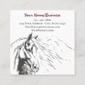 流れるマネ馬術馬のスケッチ スクエア名刺 (裏面)
