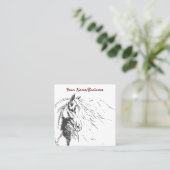 流れるマネ馬術馬のスケッチ スクエア名刺 (スタンド正面)