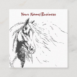 流れるマネ馬術馬のスケッチ スクエア名刺