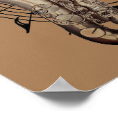 流れるミュージカルシンボル(サクソフォン付き) ポスター (角)