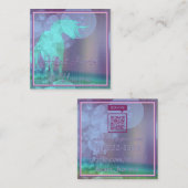 流れるユニコーンシルエット(ティール（緑がかった色）/紫) スクエア名刺 (正面/裏面)