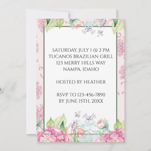 流れるユニコーンブルー男の子!(花と花壇) 招待状 (裏面)