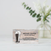 流れる上にガラスを点する |木材の背景 名刺 (スタンド正面)