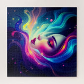 流れる光ジグソーカラフルを持つエーテル女性 ジグソーパズル (横)