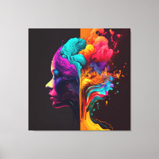 流れる動きの女性の心。 キャンバスプリント