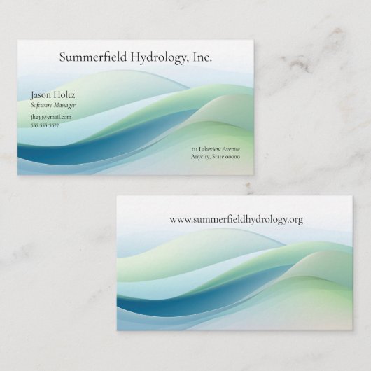流れる型枠を緑の色合いで 名刺 (正面/裏面)