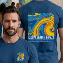 流れる大理石アートの海洋と気象パターン Tシャツ
