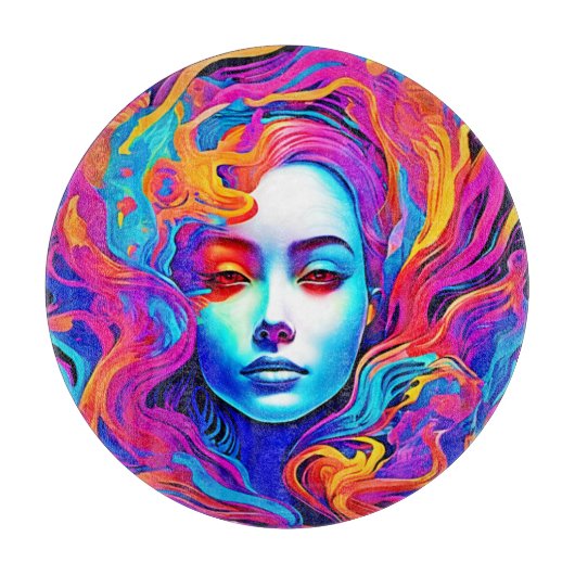 流れる宇宙の髪を持つネオンの女神 カッティングボード (正面)