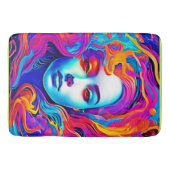 流れる宇宙髪のネオン女神 バスマット (正面)