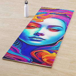 流れる宇宙髪のネオン女神 ヨガマット