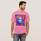 流れる宇宙髪のネオン女神 Tシャツ (正面フル)
