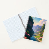 流れる川のある緑の渓谷 ノートブック (内部)