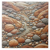 流れる川を作り出す岩のようなタイルデザイン タイル (正面)