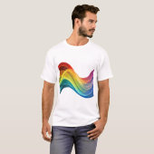流れる抽象的な虹の波 Tシャツ (正面フル)
